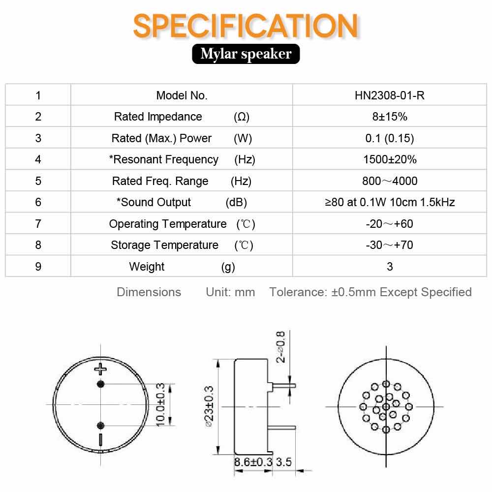speaker 8ohm HN2308-01-R