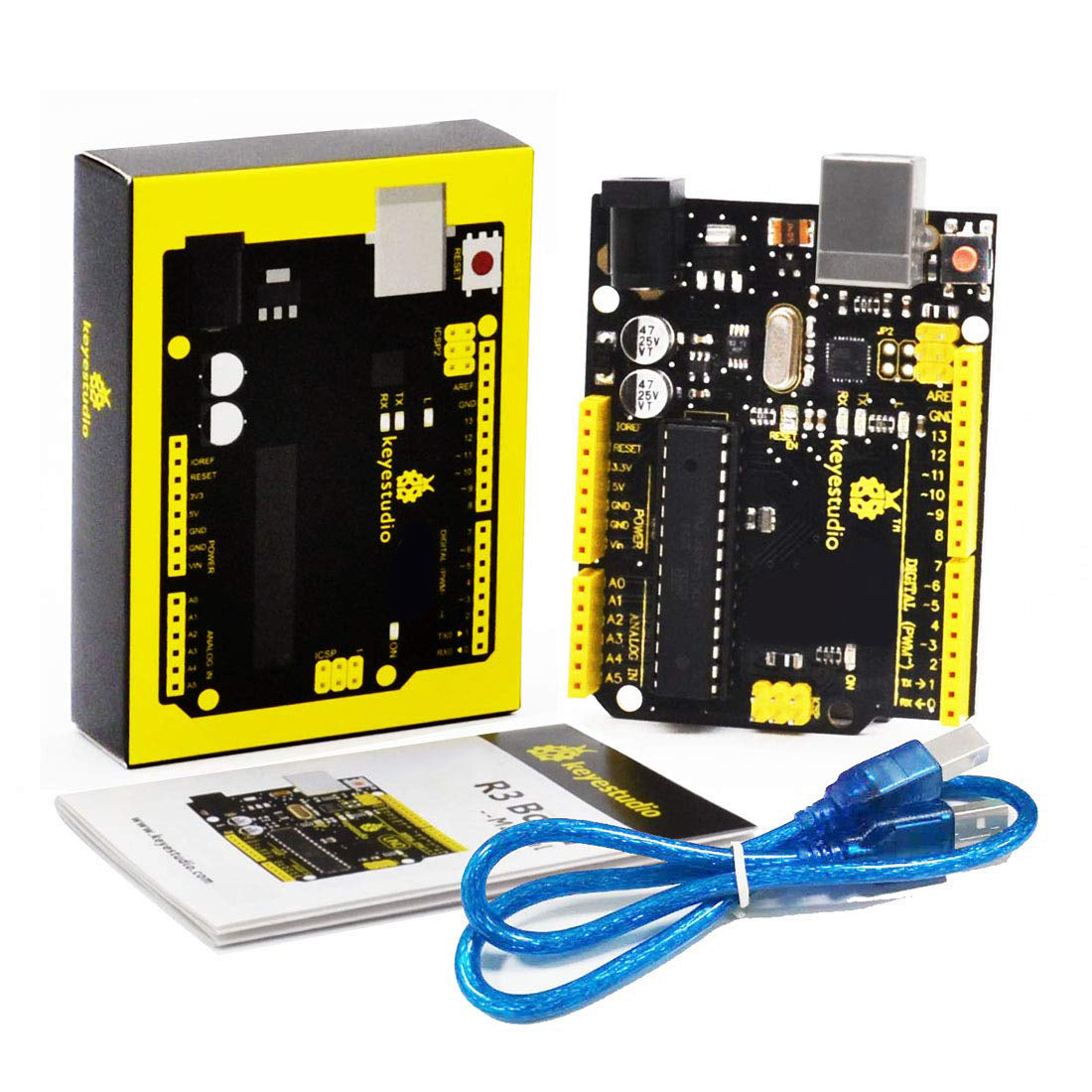 KS0001, KEYESTUDIO UNO R3 Compatible with Arduino (USB CABLE included)
