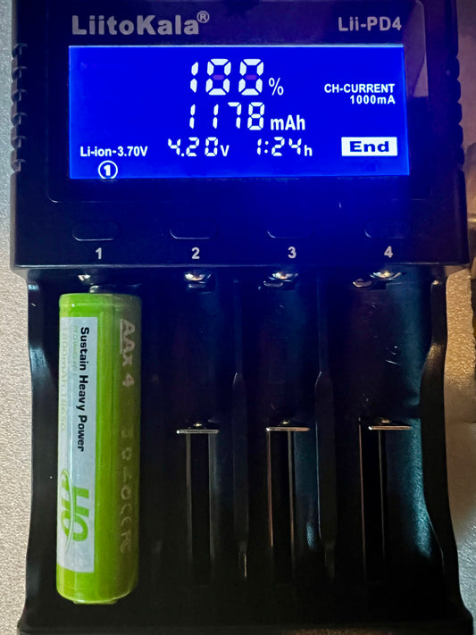 Battery 18650 HQ Green, 3.7V, 1000mAh (4pcs)