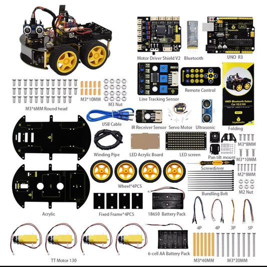 Ks0470 Keyestudio 4WD Multi BT Robot Car Kit Upgraded V2.0 W/LED Display