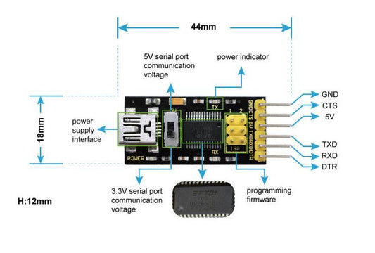 KS0277 Keyestudio FTDI Basic program download/USB to TTL/FT232 / +USB