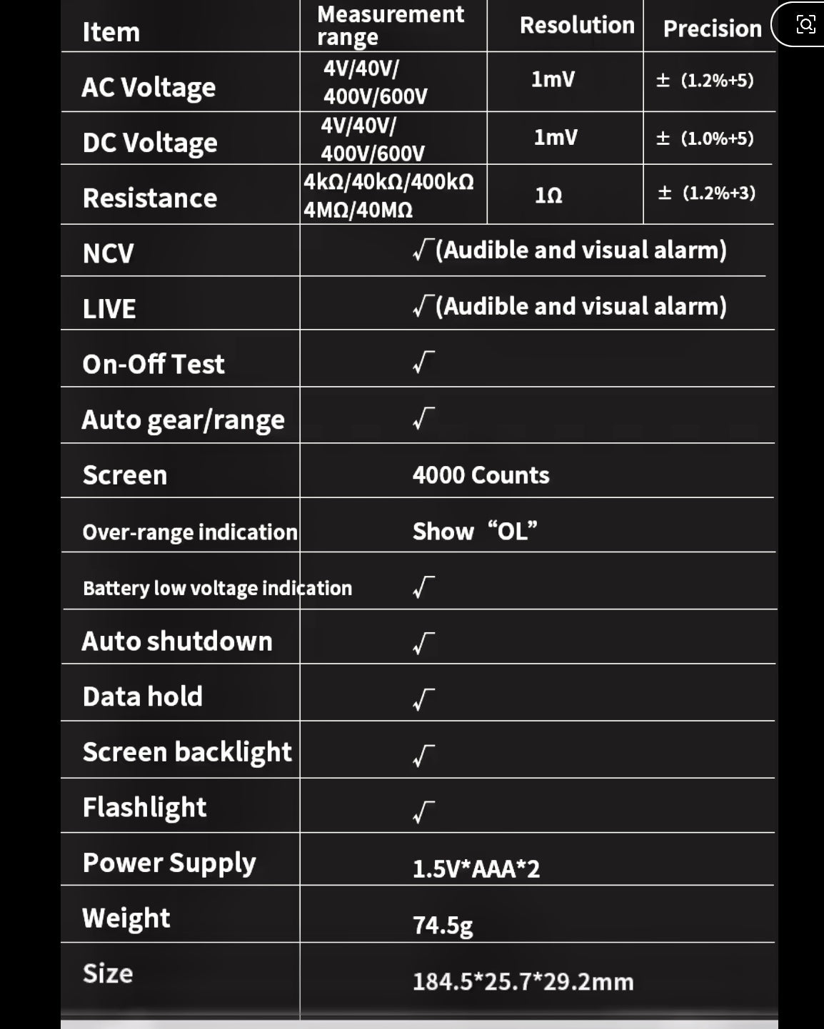Digital meter SK216 pen type multimeter