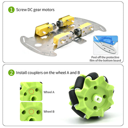 Car 4WD Mecanum Wheel Smart Robot Aluminum Chassis Kit double layer