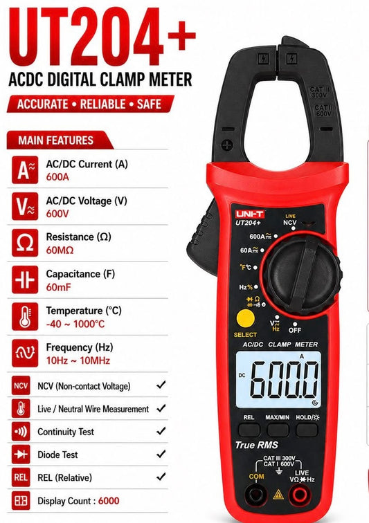 Digital clamp multimeter UNI-T UT204+