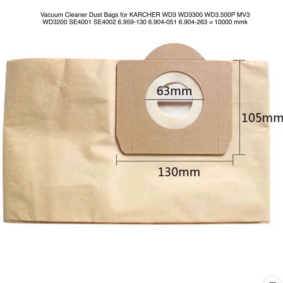 Vacuum Cleaner Dust Bag for KARCHER WD3 WD3300 WD3.500P MV3 WD3200 SE4001 SE4002 6.959-130 6.904-051 6.904-263