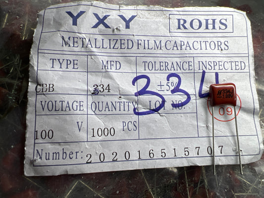 Capacitor m 334 CBB (1000pcs)