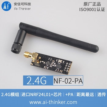 AiThinker NRF-02-PA wireless transceiver module with antenna