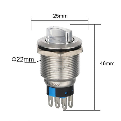 Switch 22mm Waterproof Metal Rotary Selector Switch 3 Position Stainless Steel Lock Switch Latching 2NO2NC