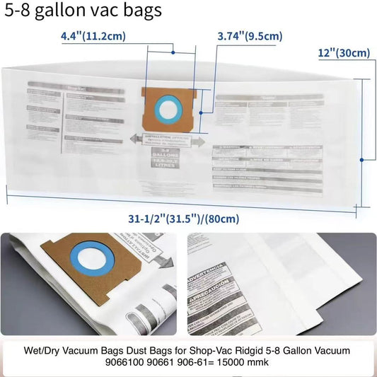 Vacuum cleaner dust bag for 5-8 Gallon Vacuum Type E/H 90661 906-61 9066100