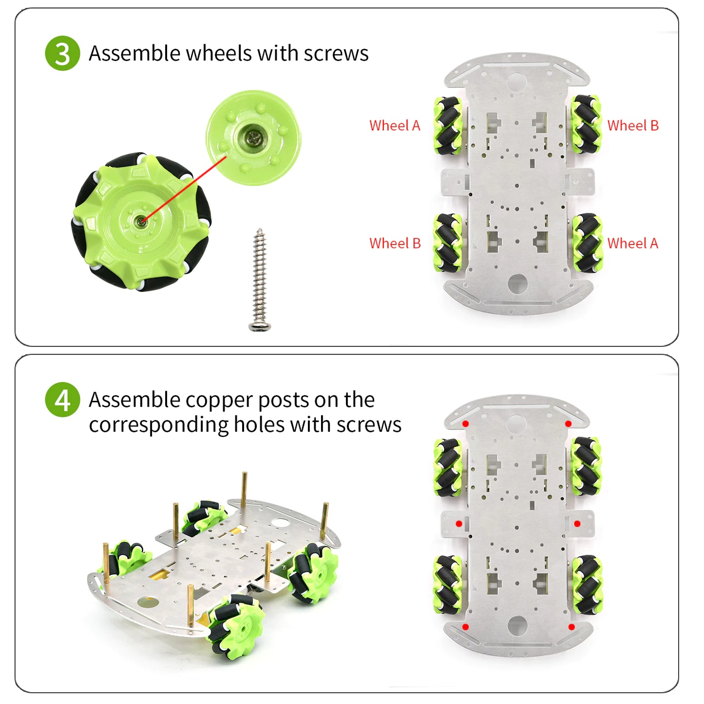Car 4WD Mecanum Wheel Smart Robot Aluminum Chassis Kit double layer
