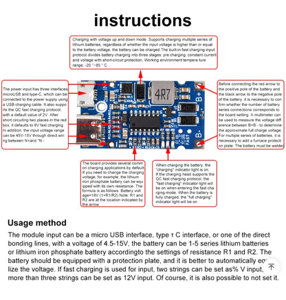 Battery, Charger, USB, typeC, 4.5~15V, 2S, 3.7Vx2, 18W