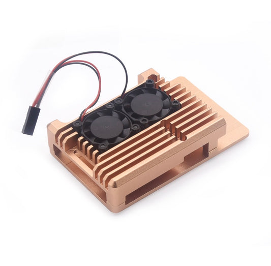 Raspberry PI 4B case aluminium alloy case two fan gold