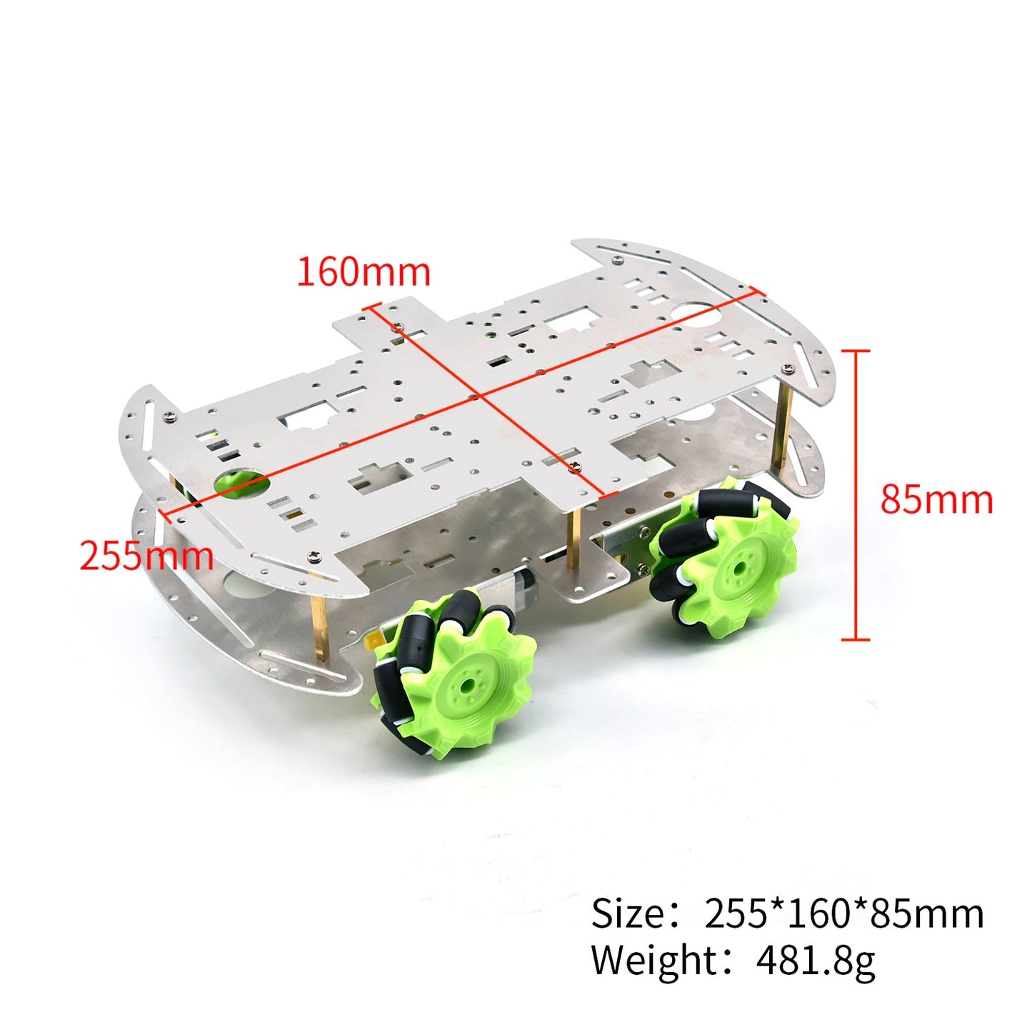 Car 4WD Mecanum Wheel Smart Robot Aluminum Chassis Kit double layer