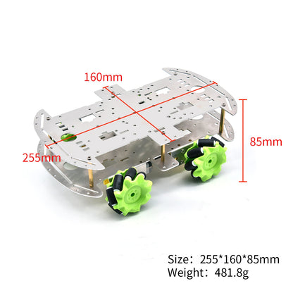 Car 4WD Mecanum Wheel Smart Robot Aluminum Chassis Kit double layer