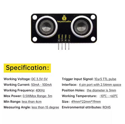 KS0504, Keyestudio SR01 Ultrasonic Sensor Module V3