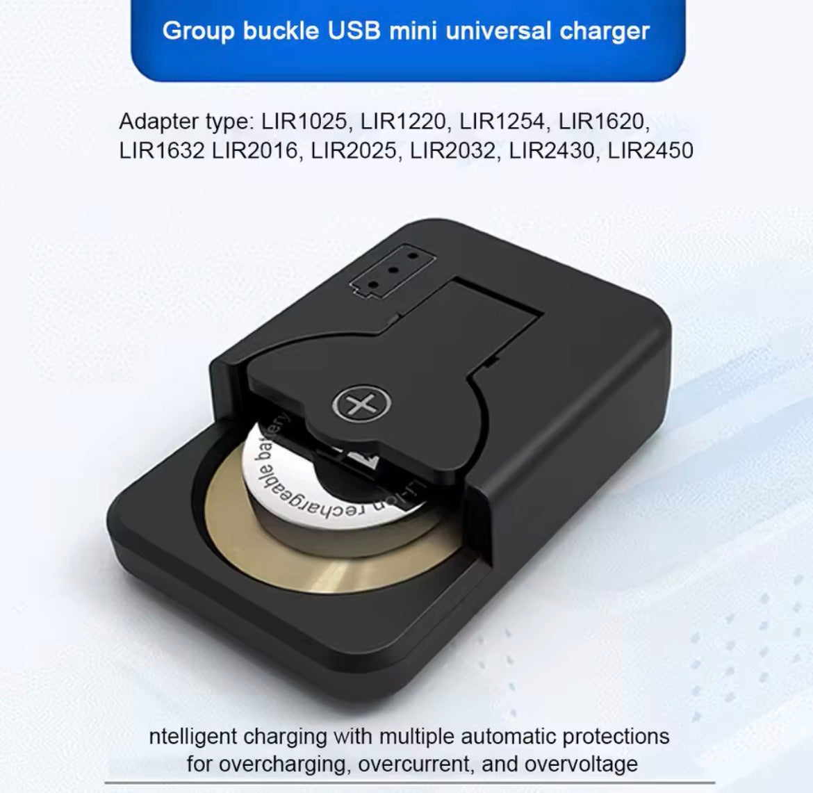Battery charger with LED Indicator Light For LIR2016 LIR2025 LIR2032 LIR1025 (type-C)