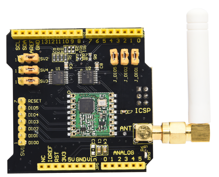 KS0515
Keyestudio LoRa Wireless Expansion Board Shield RFM69HCW 868Mhz W/ Antenna Compatible with Arduino UNO&Leonardo&Mega&DUE Board
