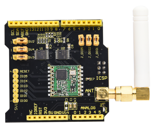 KS0515
Keyestudio LoRa Wireless Expansion Board Shield RFM69HCW 868Mhz W/ Antenna Compatible with Arduino UNO&Leonardo&Mega&DUE Board