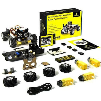 KS4031, Keyestudio Micro:Bit V2 4WD Mecanum Wheel Robot Car Kit For Microbit STEM Toys Makecode &Python Programming with Microbit V2 board