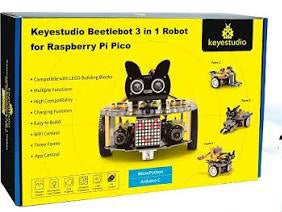 KS3027, Keyestudio 3 in 1 Beetlebot Robot Car (Raspberry Pi Pico) STEM Education DIY Kit Compatible with LEGO+Projects