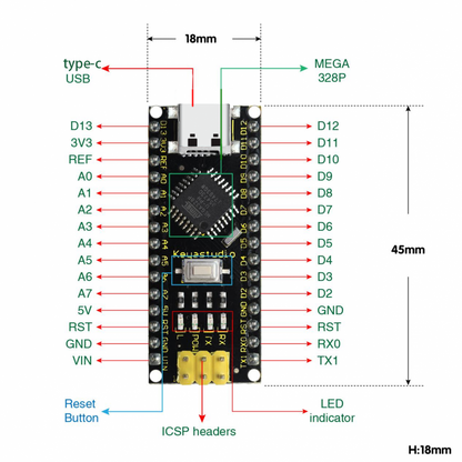KS0547 keyestudio nano development board ( type-C USB)