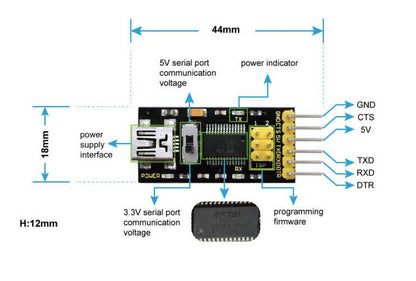 KS0277 Keyestudio FTDI Basic program download/USB to TTL/FT232 / +USB
