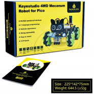 KS3029, Keyestudio 4WD Raspberry Pi PICO Robot for Raspberry Pi Pico Programming STEM Robotics Kit Support Arduino +Python Tutorial